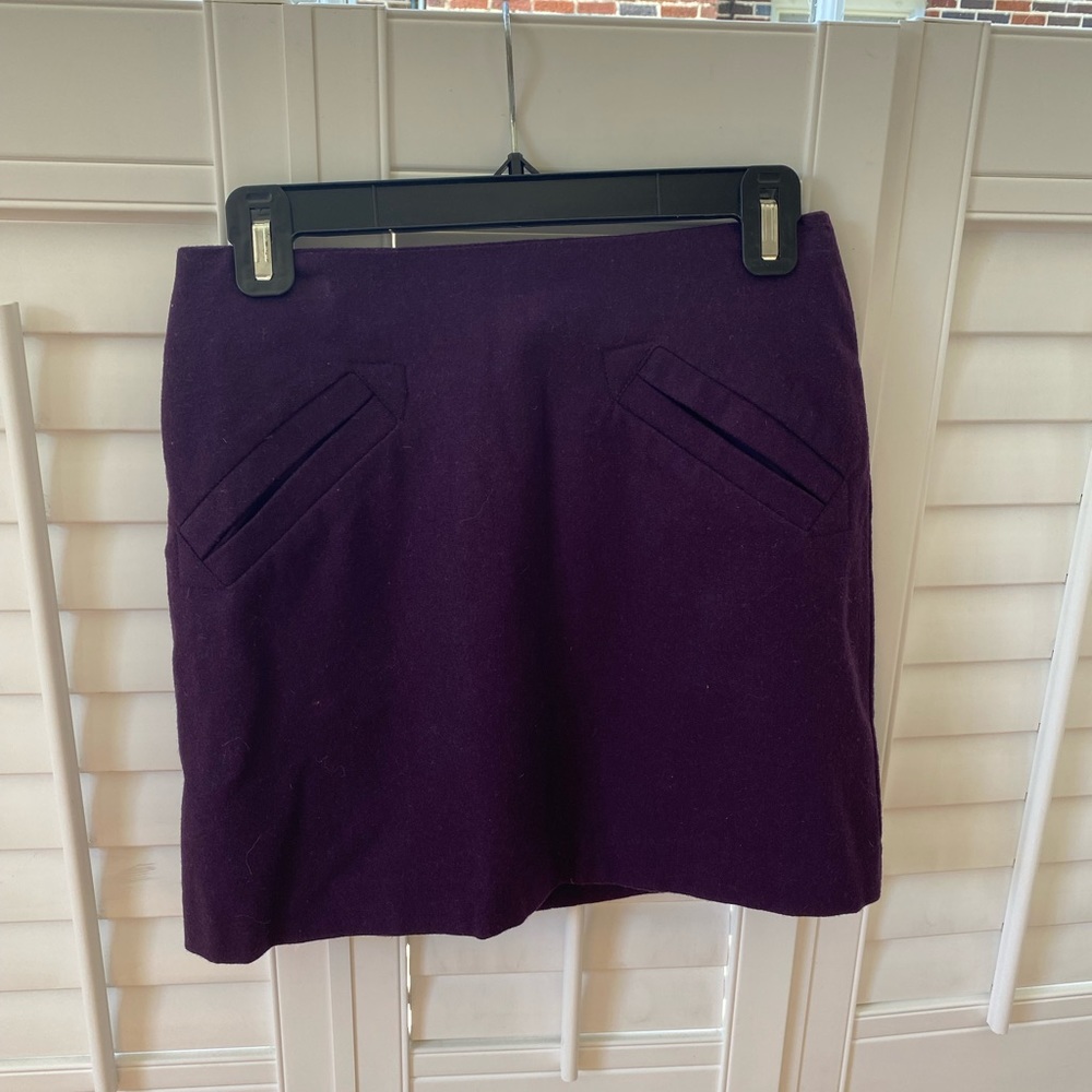 H&M Purple Eggplant Purple Straight Short Skirt SZ 4 Pockets